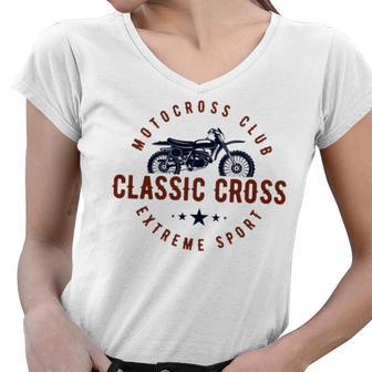 Classic Motor Cross Club Women V-Neck T-Shirt | Favorety