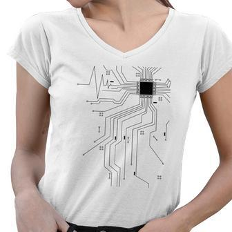 Computer Scientist Programmer Cpu Heart Board Funny Nerd Women V-Neck T-Shirt | Mazezy