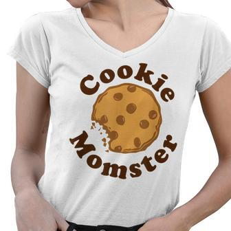 Cookie Momster Funny Baking Mom Baker Gift V2 Women V-Neck T-Shirt - Seseable