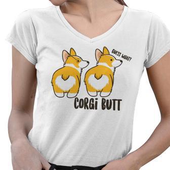 Corgi Set Sticker Design Funny Corgi Set Stickers Women V-Neck T-Shirt | Favorety AU