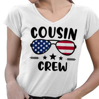 Cousin Crew 4Th Of July Patriotic American Family Matching V7 Women V-Neck T-Shirt - Seseable