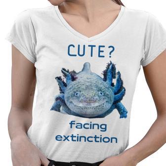 Cute Axolotl Facing Extinction Women V-Neck T-Shirt | Favorety DE