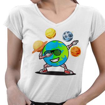 Dabbing Earth Day Women V-Neck T-Shirt | Favorety AU