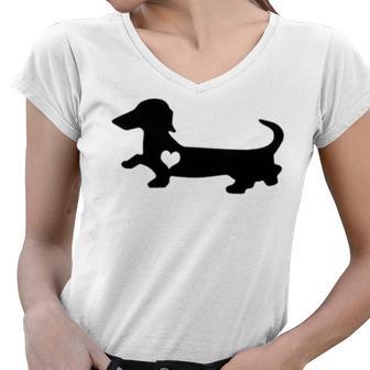 Dachshund Heart Dog Lover Women V-Neck T-Shirt | Favorety UK