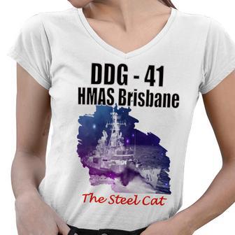 Ddg - 41 Hmas Brisbane Women V-Neck T-Shirt | Favorety