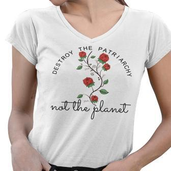 Destroy The Patriarchy Not The Planet Women V-Neck T-Shirt - Monsterry CA
