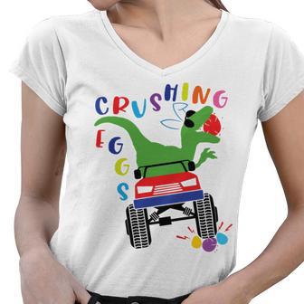 Easter Dinosaur Happy Eastrawr Easter Saurus Rex Women V-Neck T-Shirt | Favorety