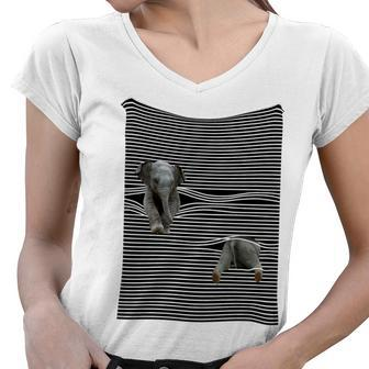 Elephant Black White Women V-Neck T-Shirt - Monsterry AU