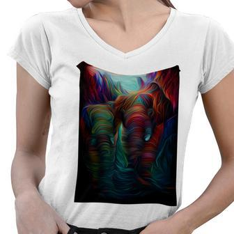 Elephant - Digital Painting Women V-Neck T-Shirt - Monsterry AU