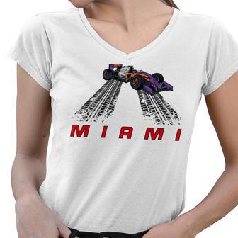 F 1 Miami Gp Aqua Women V-Neck T-Shirt | Favorety