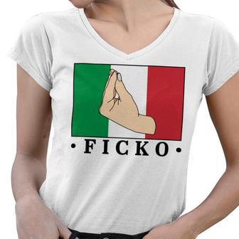 Ficko Italian Hand Sign Women V-Neck T-Shirt | Favorety