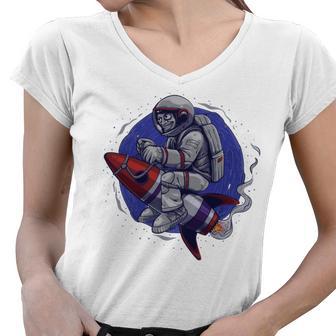 Funny Astronaut Monkey V4 Women V-Neck T-Shirt | Favorety DE