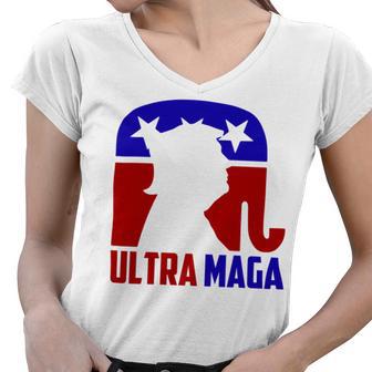 Funny Ultra Maga Gift For Americans Trump Biden Lover Women V-Neck T-Shirt | Favorety CA