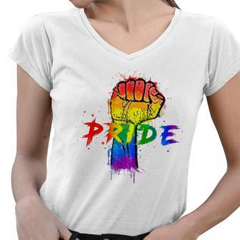 Gay Pride Lgbt For Gays Lesbian Trans Pride Month Women V-Neck T-Shirt | Mazezy