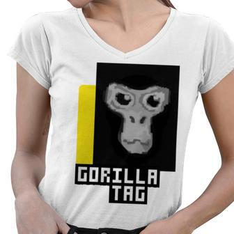 Gorilla Tag Pfp Maker Gorilla Tag Yellow Women V-Neck T-Shirt - Monsterry UK