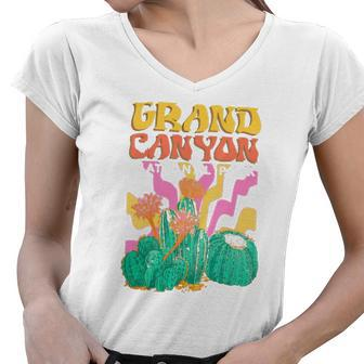 Grand Canyon Retro National Park Women V-Neck T-Shirt | Mazezy