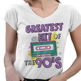 Greatest Hit Of The 90S Retro Cassette Tape Vintage Birthday Women V-Neck T-Shirt - Seseable
