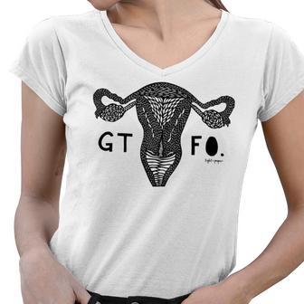 Gtfo Uterus Black Print Perfect Gift Women V-Neck T-Shirt | Favorety AU