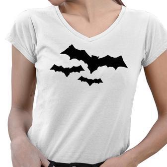 Halloween Scary Vampire Bats Pattern Women V-Neck T-Shirt | Favorety AU