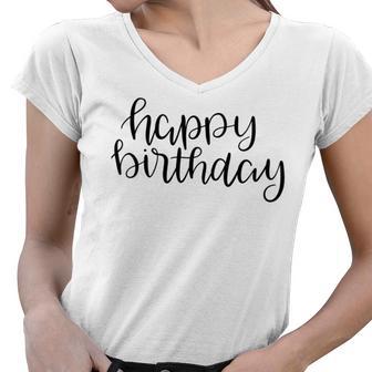 Happy Birthday Text Design Women V-Neck T-Shirt | Favorety DE