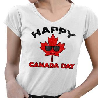 Happy Canada Day Funny Maple Leaf Canada Day Kids Toddler Women V-Neck T-Shirt - Seseable