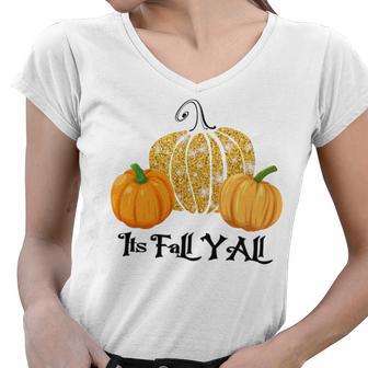 Happy Fall Yall Its Fall Yall Leopard Print Pump V2 Women V-Neck T-Shirt | Favorety CA