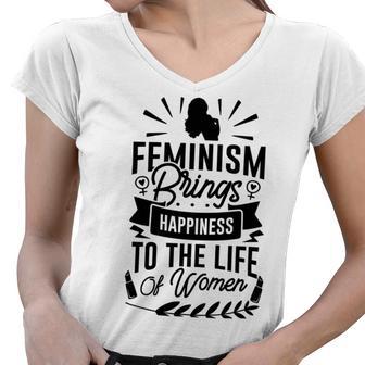 Happy Feminist Women V-Neck T-Shirt | Favorety