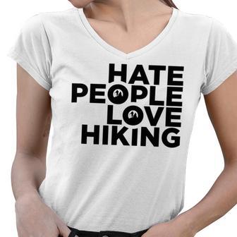 Hate People Love Hiking V2 Women V-Neck T-Shirt | Favorety