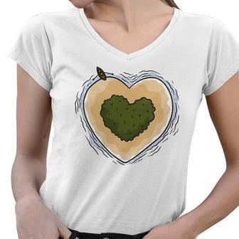 Heart Island Travel Boating Lover Women V-Neck T-Shirt | Mazezy