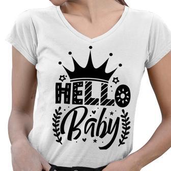 Hello Baby Graphic Design For New Coming Babys Women V-Neck T-Shirt | Favorety UK