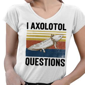 I Axolotl Questions Retro Women V-Neck T-Shirt - Monsterry