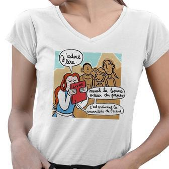 I Love Reading Classic Women V-Neck T-Shirt | Mazezy