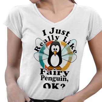 I Really Like Fairy Penguin Ok Women V-Neck T-Shirt | Favorety CA