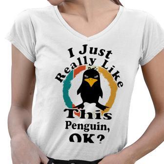 I Really Like This Penguin Ok Women V-Neck T-Shirt | Favorety UK