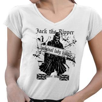 Jack The Ripper Original Lady Killer Classic True Crime Women V-Neck T-Shirt | Mazezy