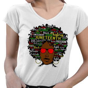 Juneteenth Black Woman Tshirt Women V-Neck T-Shirt - Monsterry DE