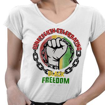 Juneteenth Celebrating Black Freedom Women V-Neck T-Shirt - Monsterry AU