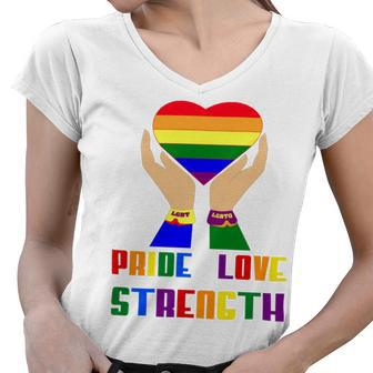 Lgbt Pride Month Lgbt History Month Slogan Shirt Lgbt Love Heart Women V-Neck T-Shirt - Monsterry