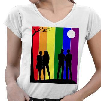 Lgbt Pride Month Lgbt History Month Slogan Shirt Respect Love Women V-Neck T-Shirt - Monsterry