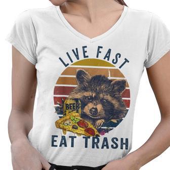 Live Fast Eat Trash 789 Shirt Women V-Neck T-Shirt | Favorety UK