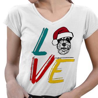 Love My Xmas Miniature Schnauzer Women V-Neck T-Shirt | Favorety DE