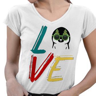 Love The Xmas Penguin Women V-Neck T-Shirt | Favorety CA