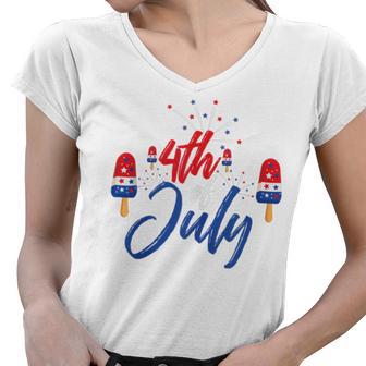 Memorial Day 4Th Of July Holiday Patriotic Ice Cream V2 Women V-Neck T-Shirt | Favorety CA