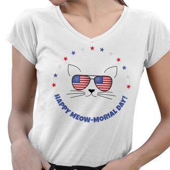 Memorial Day Cat Meowmorial Day V2 Women V-Neck T-Shirt | Favorety CA