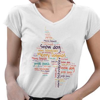 Merry Dog-Mas Snow Dog Women V-Neck T-Shirt | Favorety DE