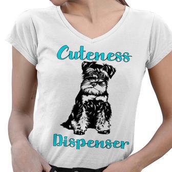 Miniature Schnauzer At Home Cuteness Dispenser Multi Tasking Dog Women V-Neck T-Shirt | Favorety DE