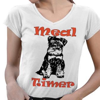 Miniature Schnauzer At Home Meal Timer Multi Tasking Dog Women V-Neck T-Shirt | Favorety CA