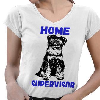 Miniature Schnauzer Home Supervisor Child Wrangler Multi Tasking Dog Women V-Neck T-Shirt | Favorety CA