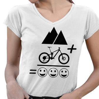 Mountain Biking Funny - Mountain Bike Happiness 194 Shirt Women V-Neck T-Shirt | Favorety