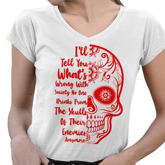 Official Wrong Society Drink From The Skull Of Your Enemies V3 Women V-Neck T-Shirt | Favorety AU